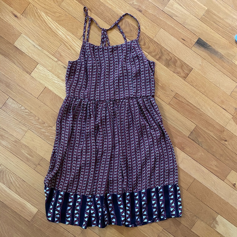She + Sky Maroon Printed Mini Dress